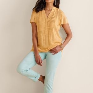 Softsurroundings Seaside Inspired Offshore Tunic Top Swiss Dot Golden Haze (T1)